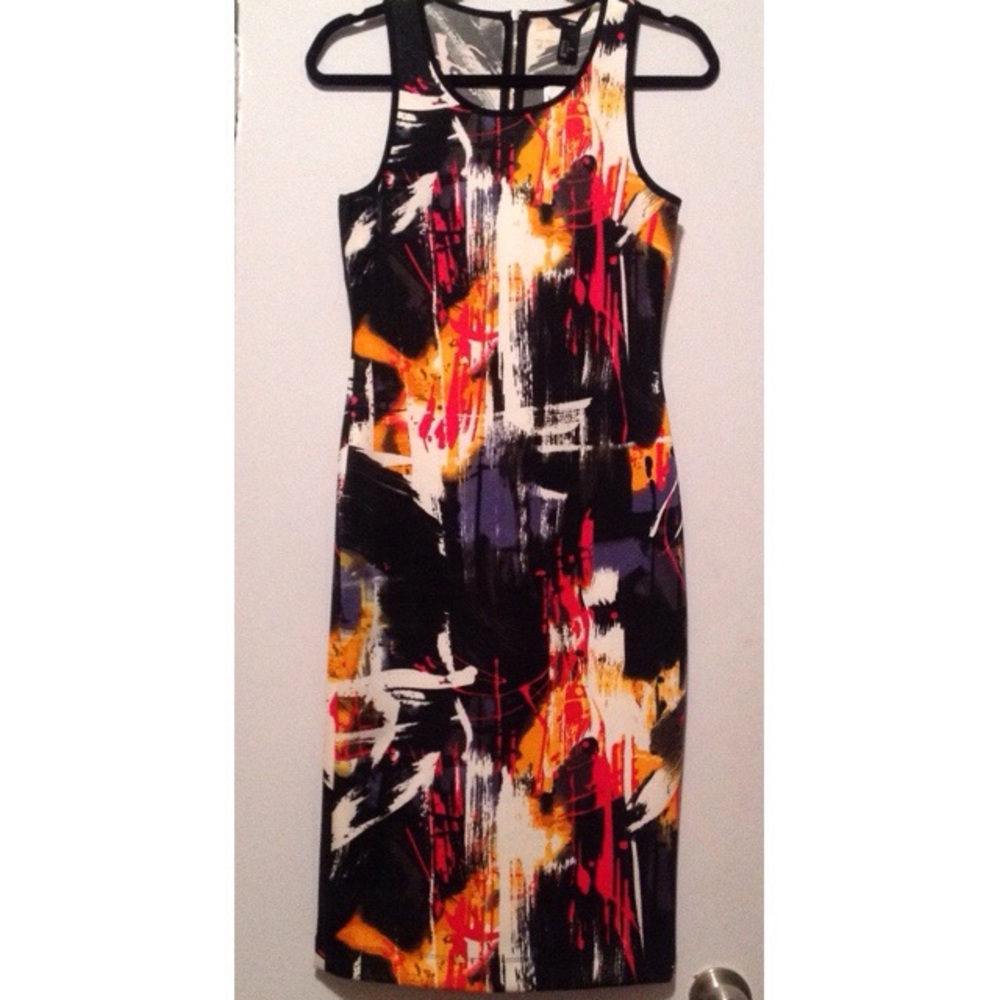 Abstract Paint Brushes Dress NWT